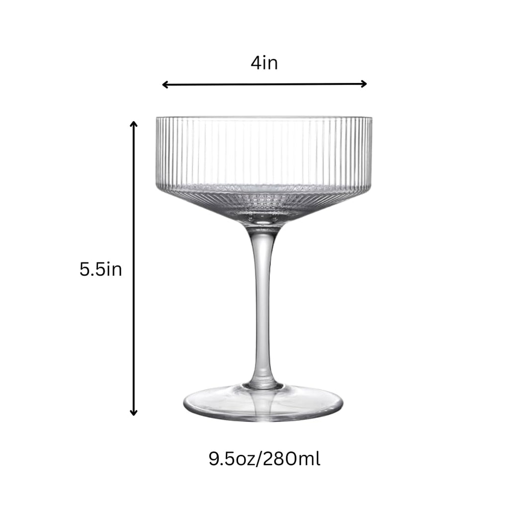 Clear Ribbed Martini Coupe Glasses Set of 2 M82309