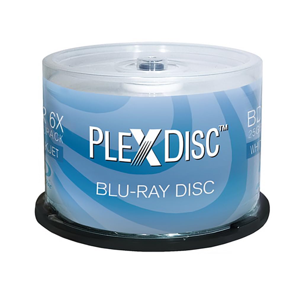 25GB White Inkjet Printable Blank Blu-ray Discs 50-Pack I340942