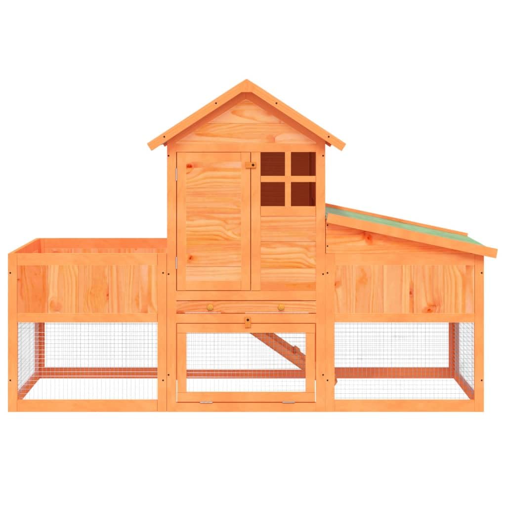 2-Tier Wooden Rabbit Hutch with Run and Nesting Box G6319