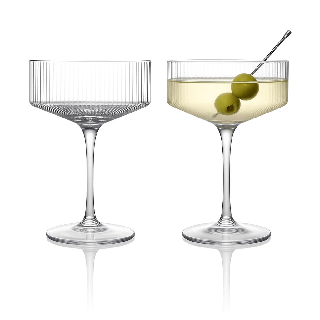 Clear Ribbed Martini Coupe Glasses Set of 2 M82309