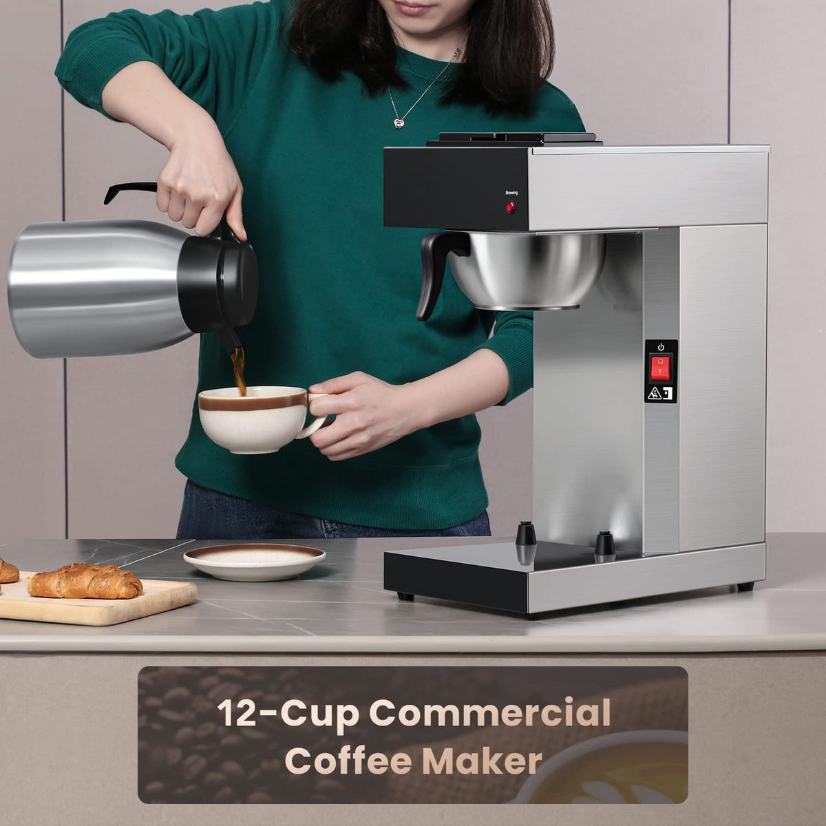 12-Cup Commercial Coffee Maker with Thermal Carafe A97404