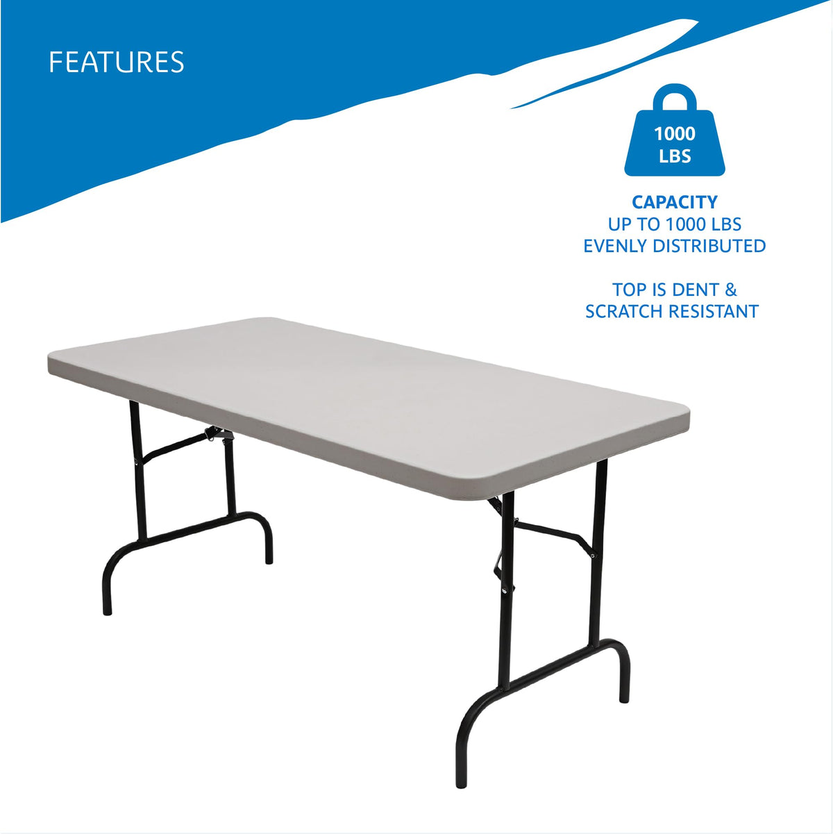 Commercial Folding Table 5 ft Platinum Granite I17895