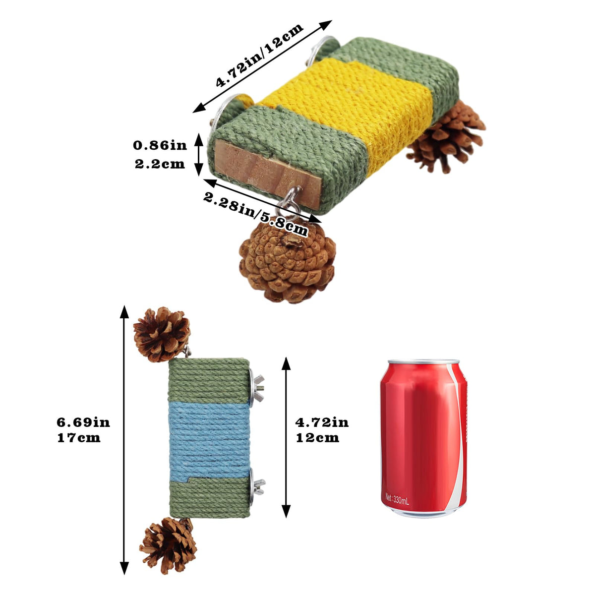 2 Pack Cage Platform with Rope and Pine Cone Decor G536