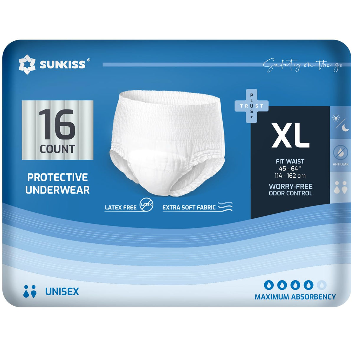 Incontinence Disposable Underwear XLarge 16 Count & Wet Wipes 200 Count U8203