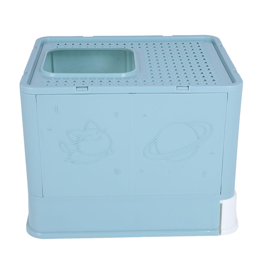 Enclosed Cat Litter Box Top Entry Foldable with Lid Blue G3811