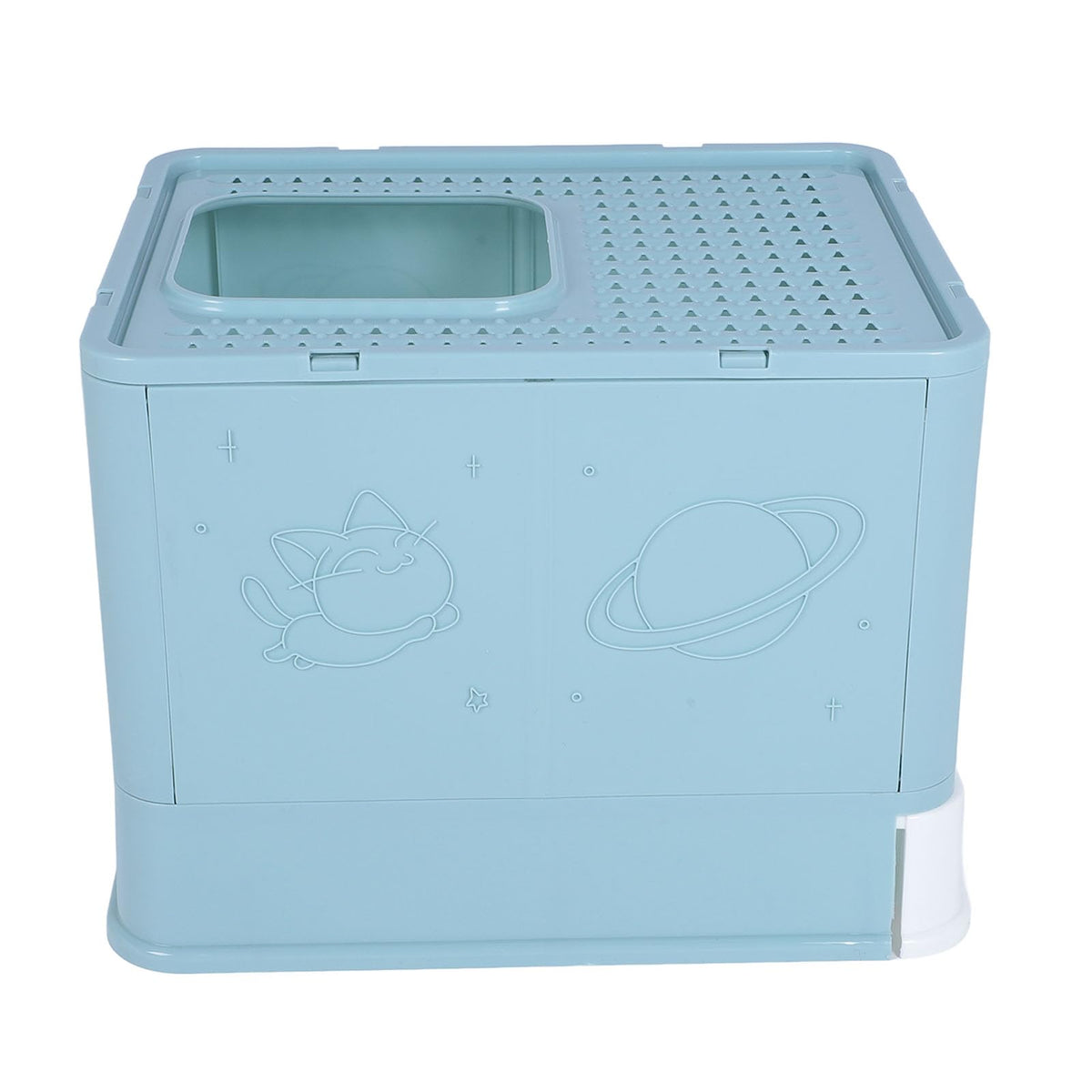 Enclosed Cat Litter Box Top Entry Foldable with Lid Blue G3811