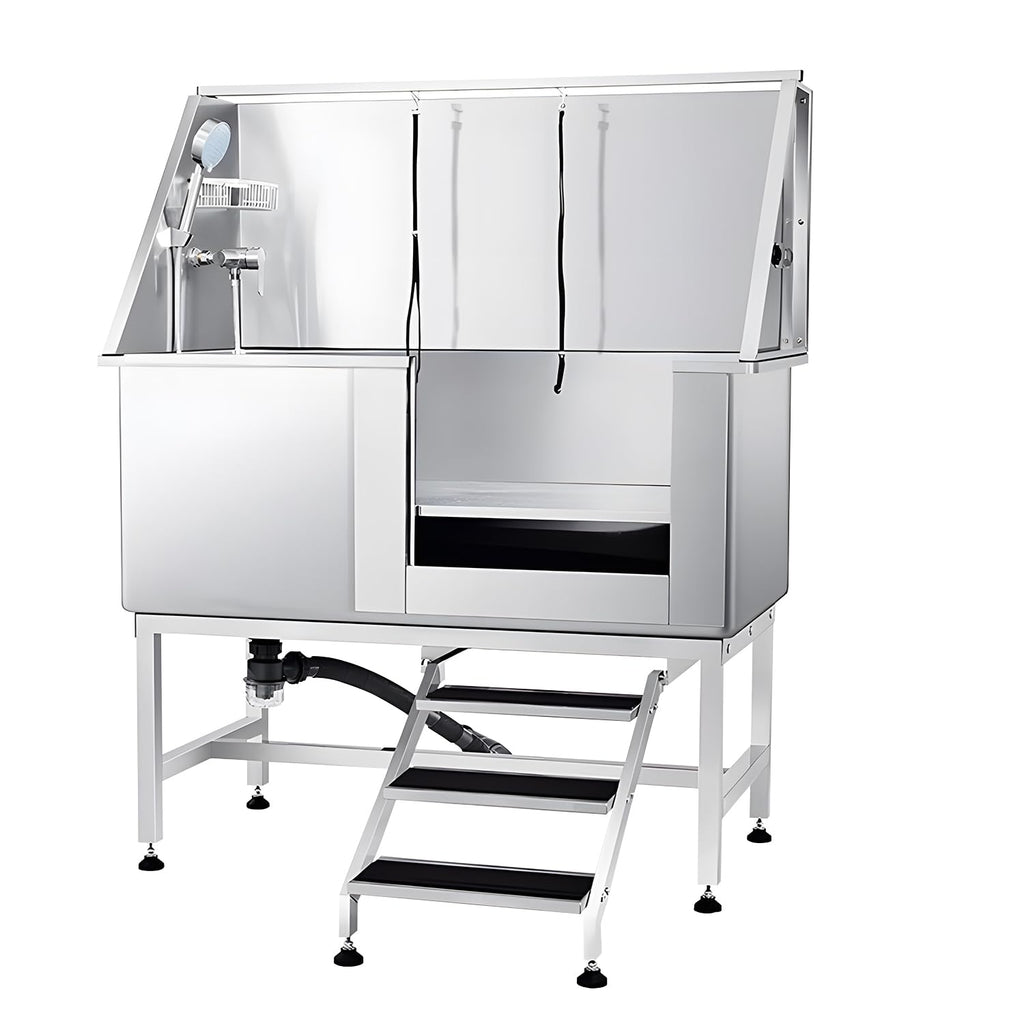 Stainless Steel Dog Grooming Tub with Stairs and Faucet T554