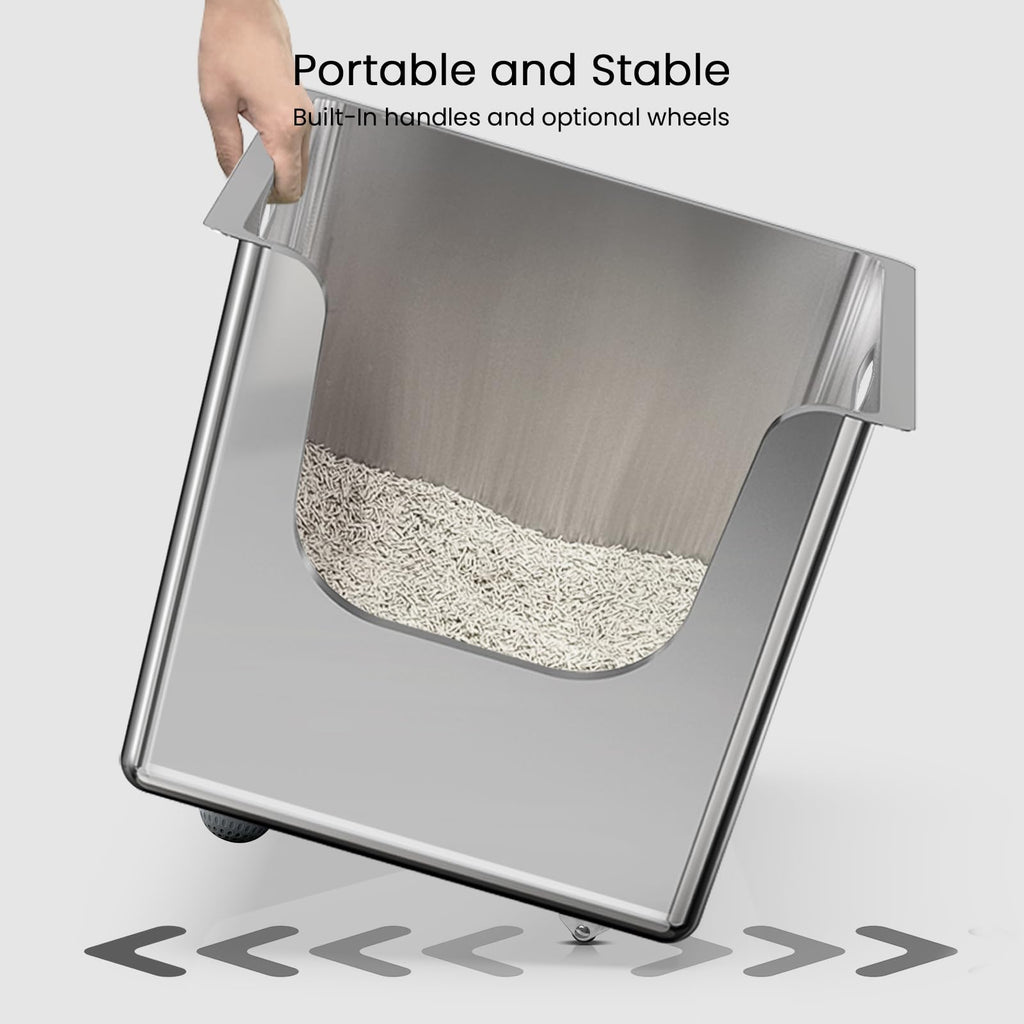 XL Stainless Steel Cat Litter Box with Low Entry N262