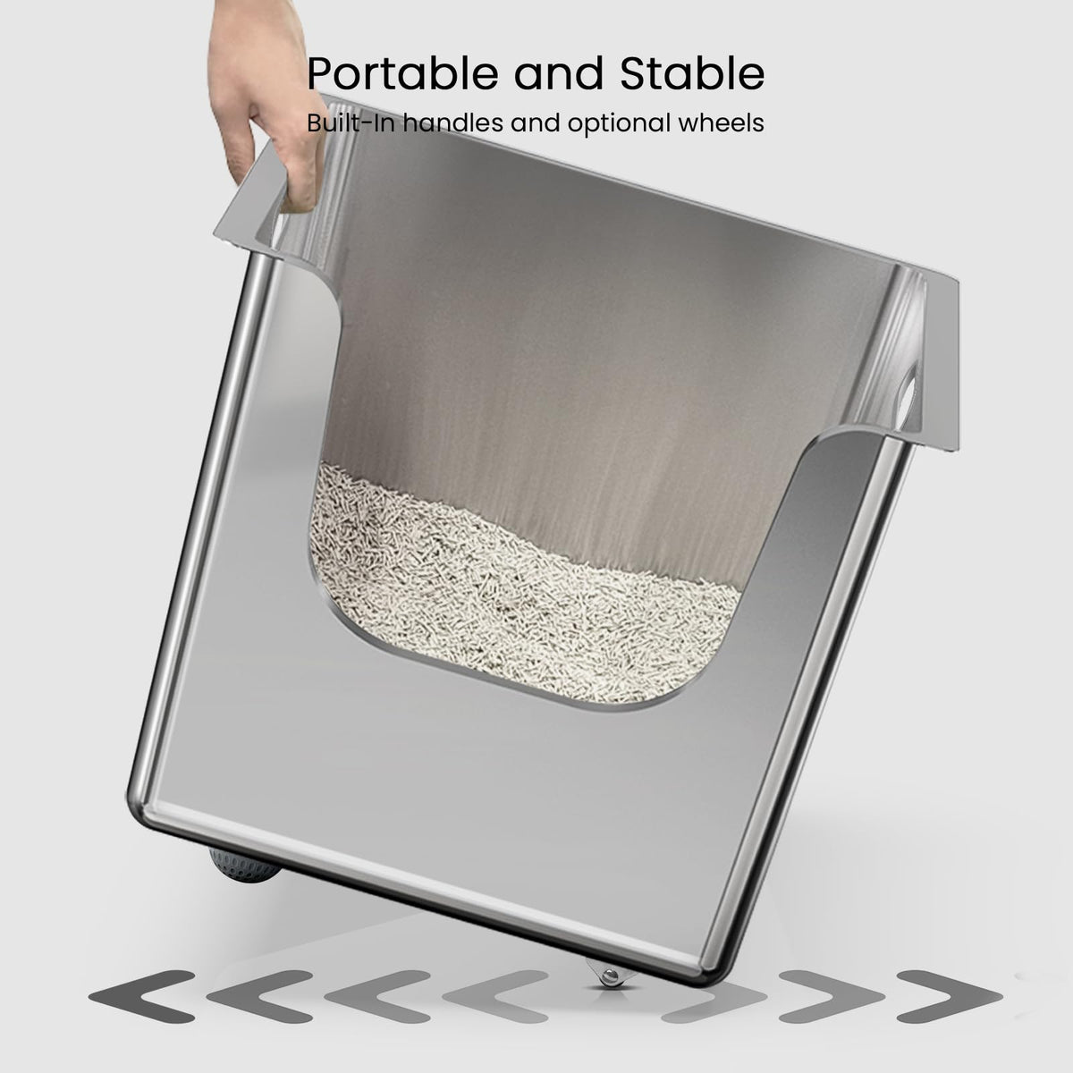 XL Stainless Steel Cat Litter Box with Low Entry N262