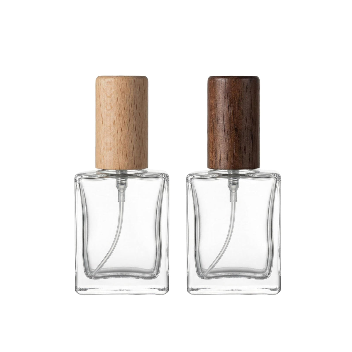 2 Pcs 15ml Clear Mini Glass Perfume Bottle with Wood Lid S923