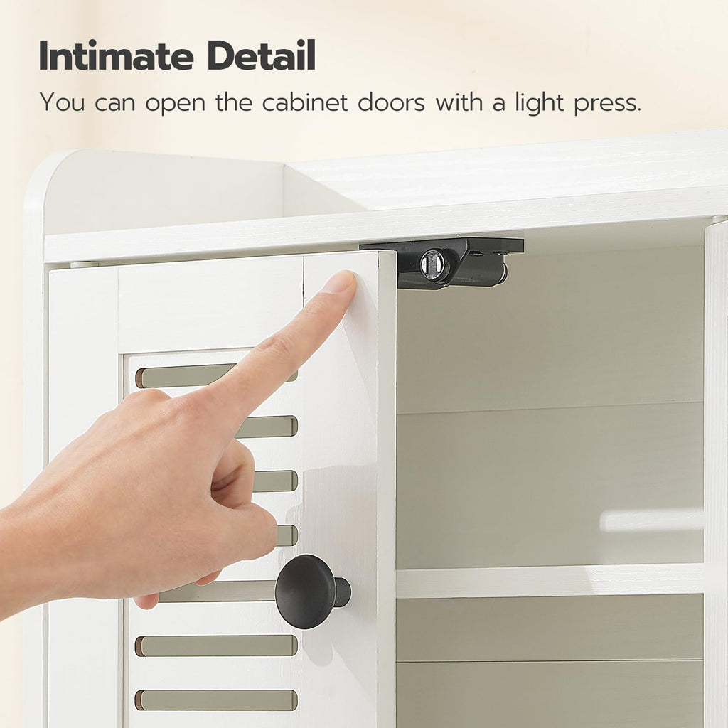 White Double Doors Bathroom Wall Cabinet with Towel Bar, Adjustable Shelf, 2 Hooks H942494