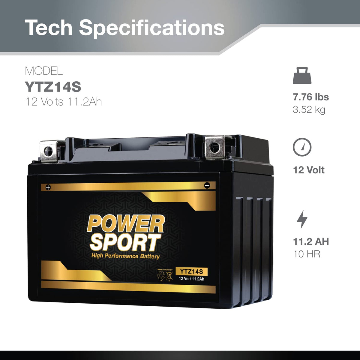 12V 11.2Ah SLA AGM Motorcycle Battery Y579