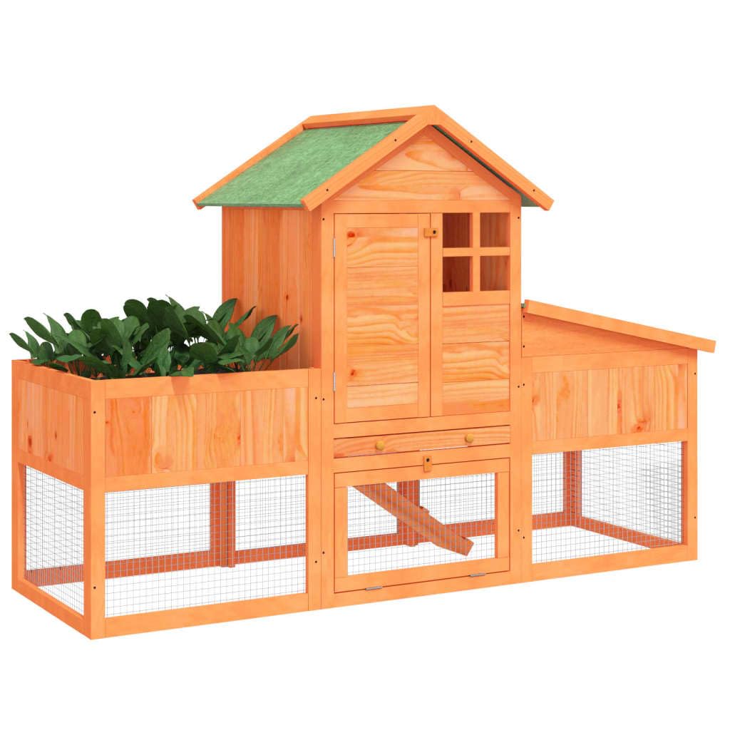 2-Tier Wooden Rabbit Hutch with Run and Nesting Box G6319