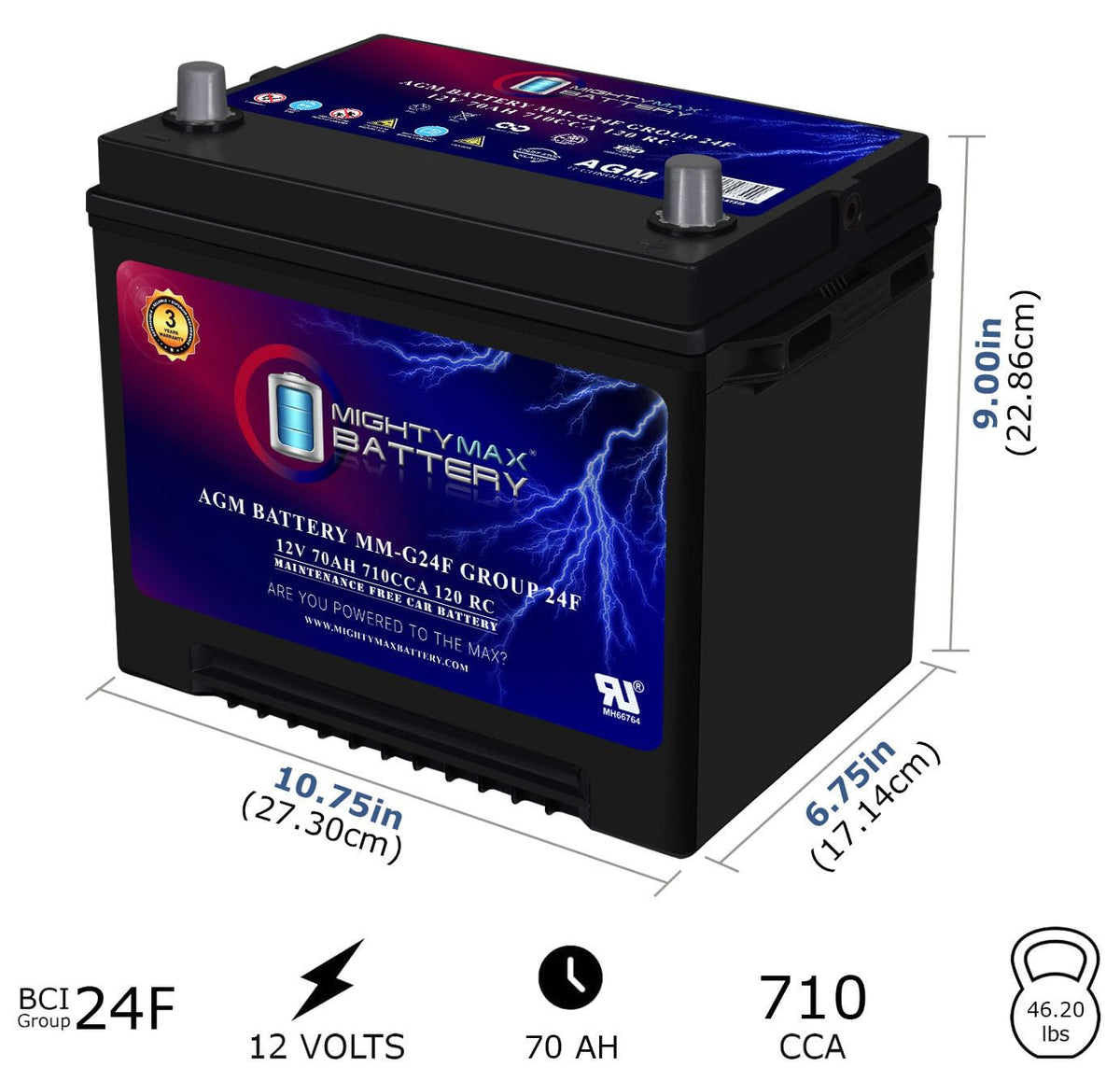 12V 70Ah AGM Replacement Battery K1376