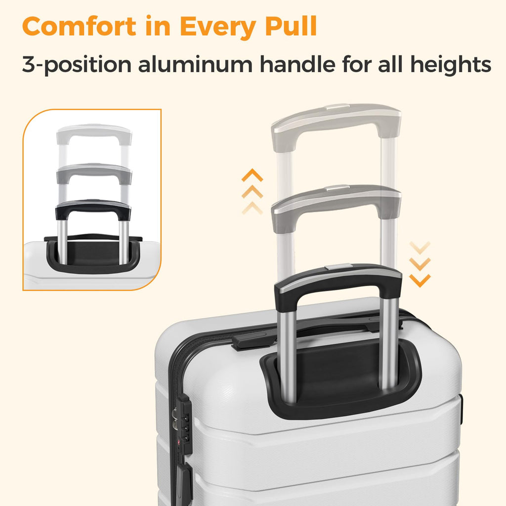20 Inch White Hard Shell Carry on Luggage D8836
