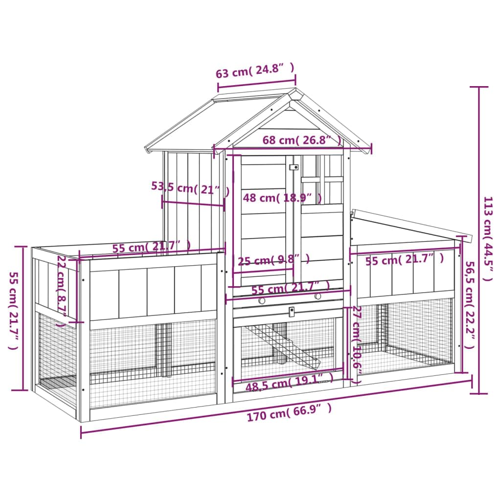 2-Tier Wooden Rabbit Hutch with Run and Nesting Box G6319