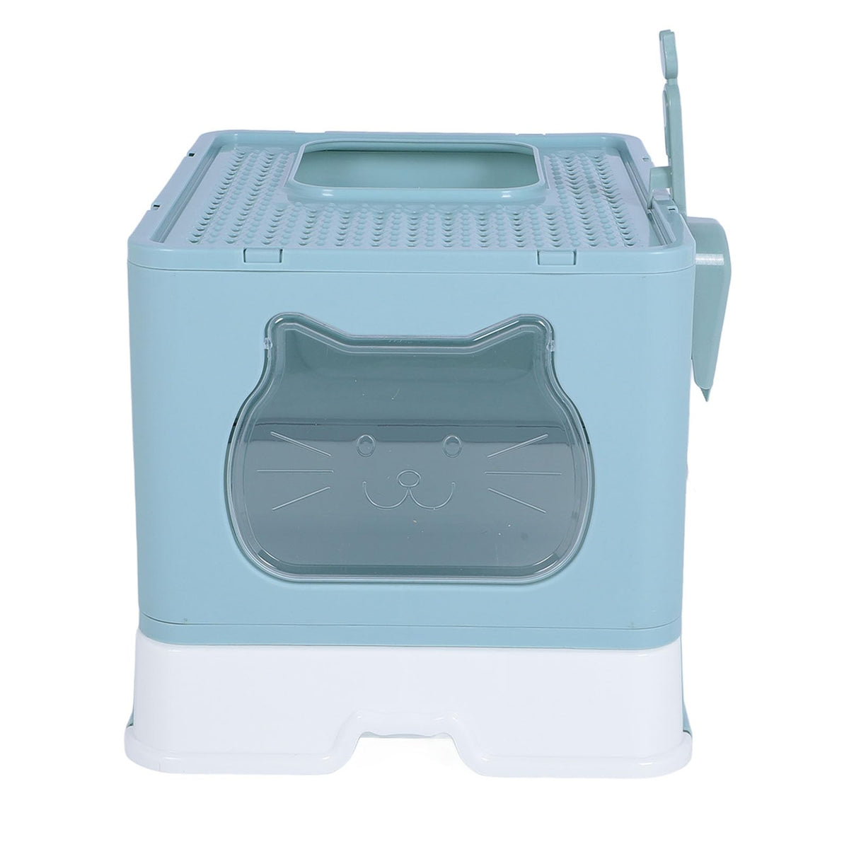 Enclosed Cat Litter Box Top Entry Foldable with Lid Blue G3811