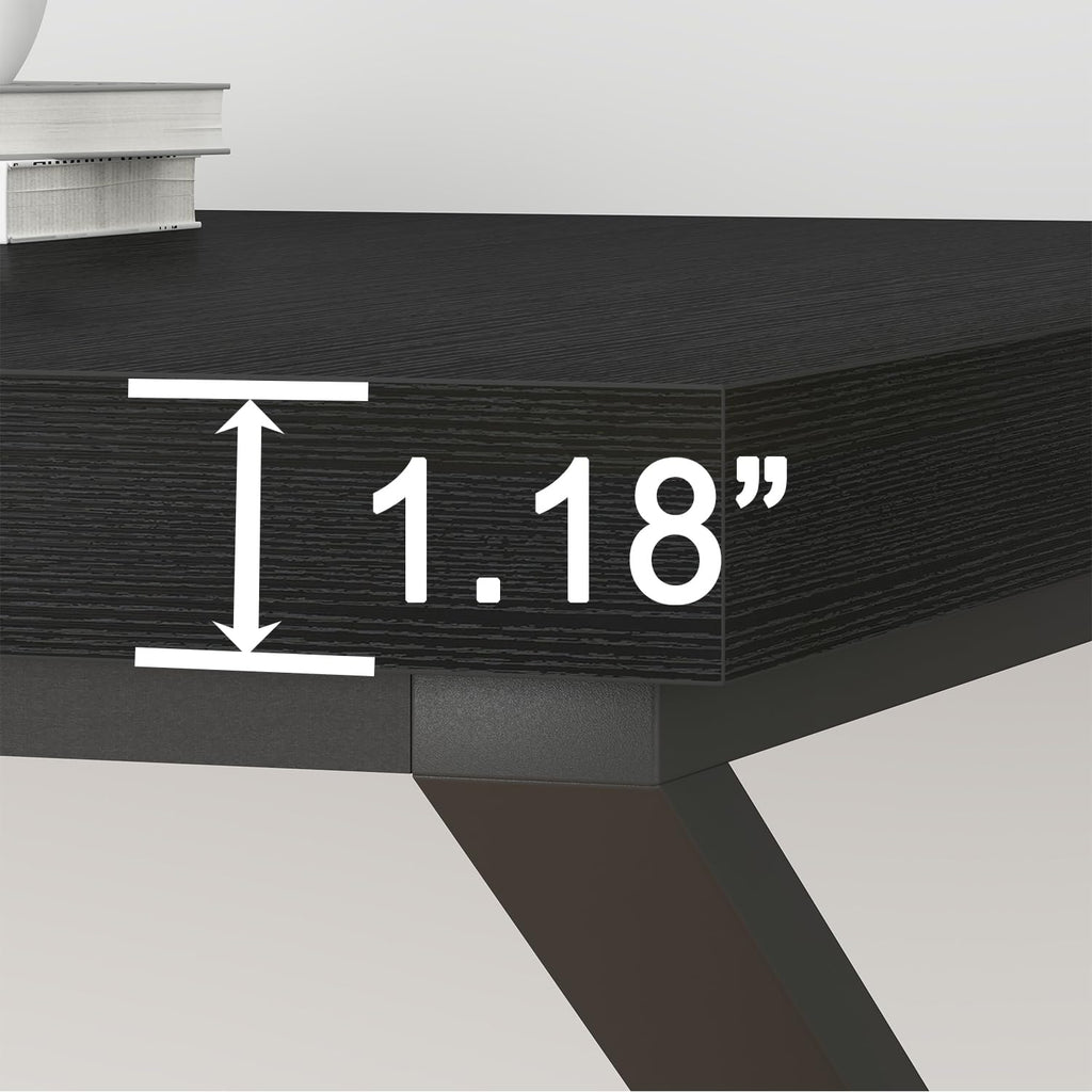 70 Inch Black Metal Wood Computer Desk P295694