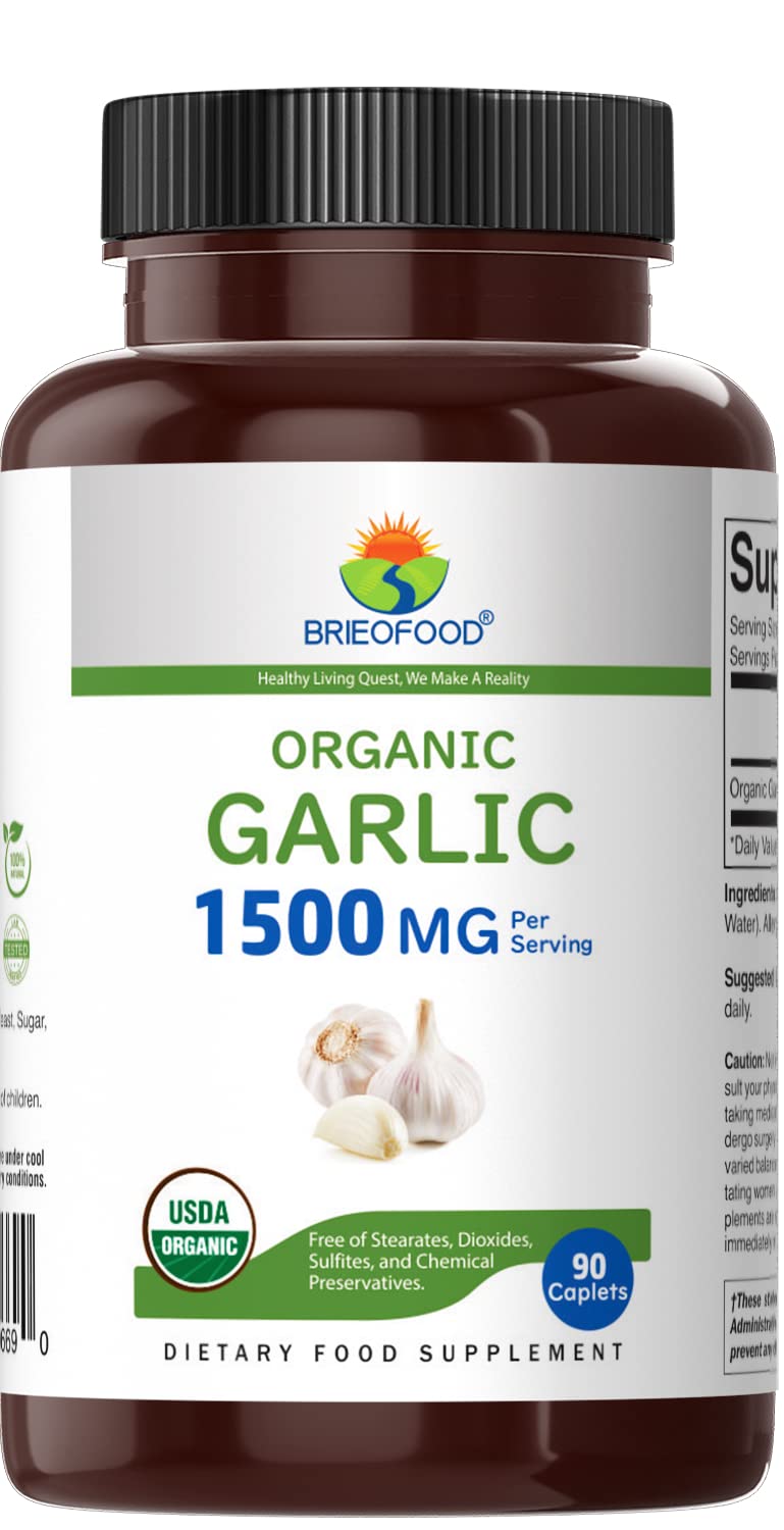 Organic Garlic 1500mg 90 Vegetarian Tablets B742