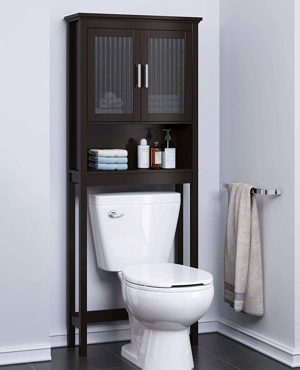 Over the Toilet Storage Cabinet with Glass Doors L1262