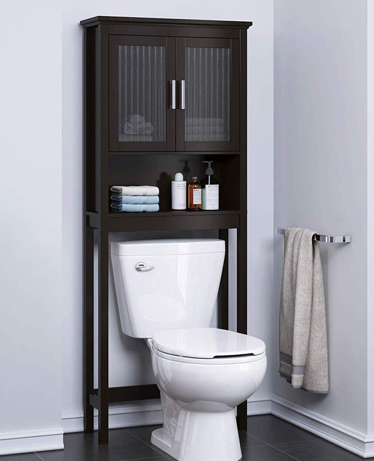 Over the Toilet Storage Cabinet with Glass Doors L1262