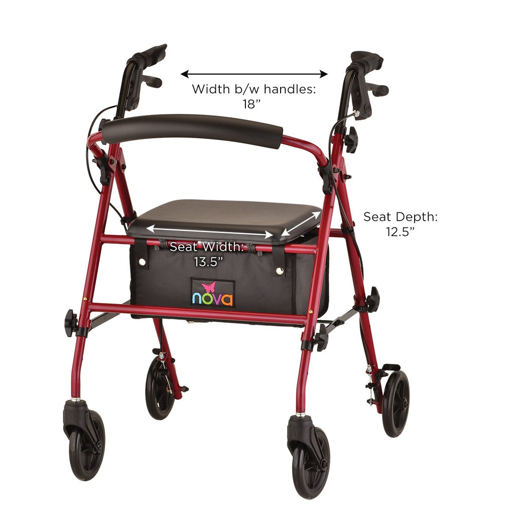 Red Steel Rollator Walker V877629