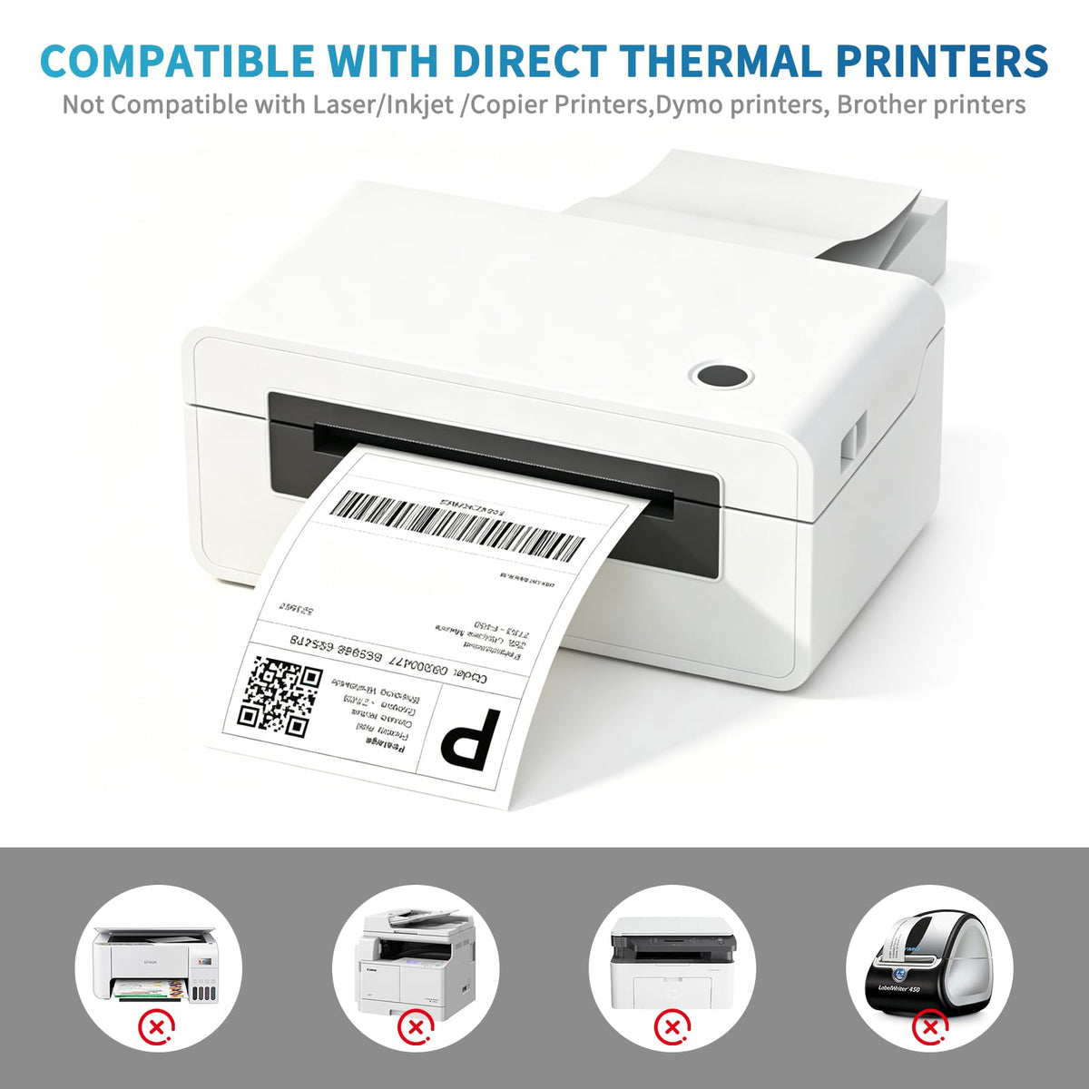 4 x 6 White Perforated Direct Thermal Labels, 1000 per Stack H347