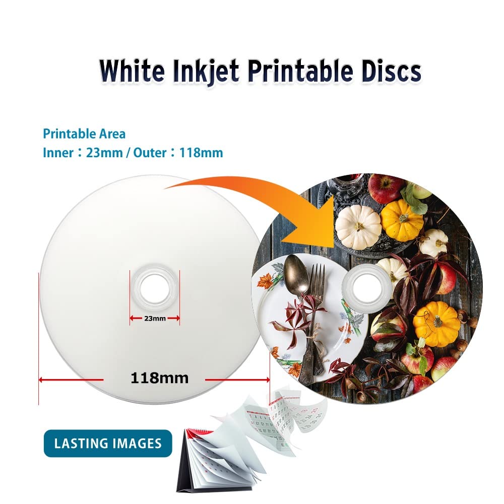 25GB White Inkjet Printable Blank Blu-ray Discs 50-Pack I340942
