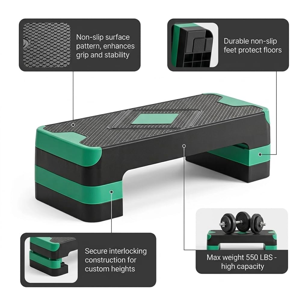 Adjustable Non-Slip Aerobic Step Platform D4060