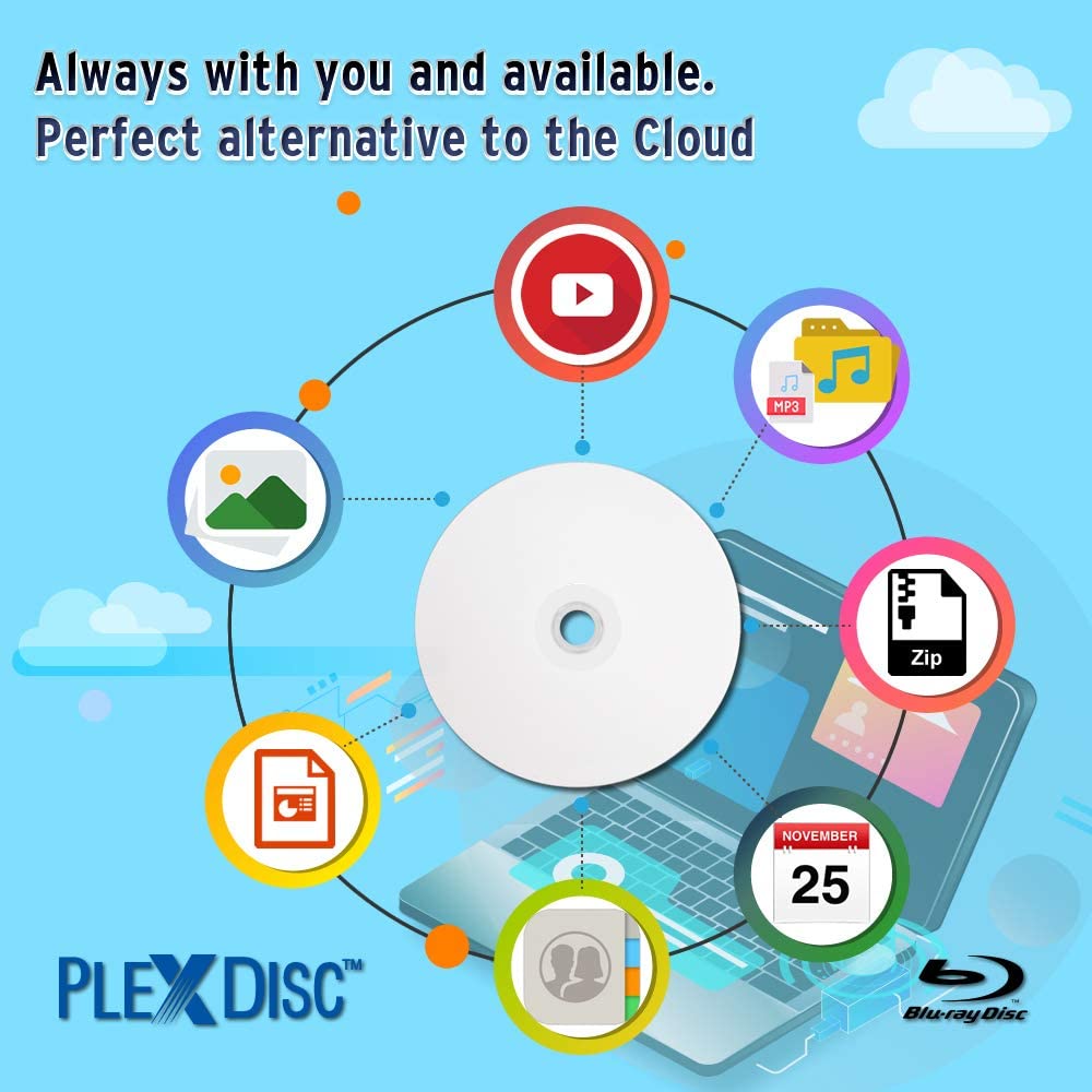 25GB White Inkjet Printable Blank Blu-ray Discs 50-Pack I340942