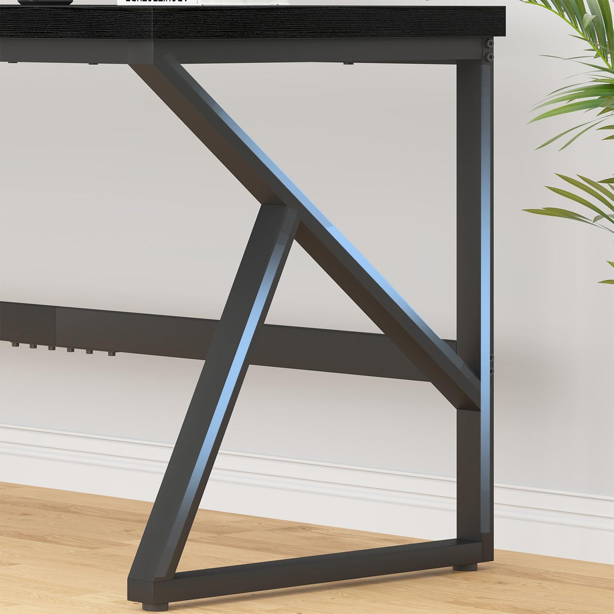 70 Inch Black Metal Wood Computer Desk P295694