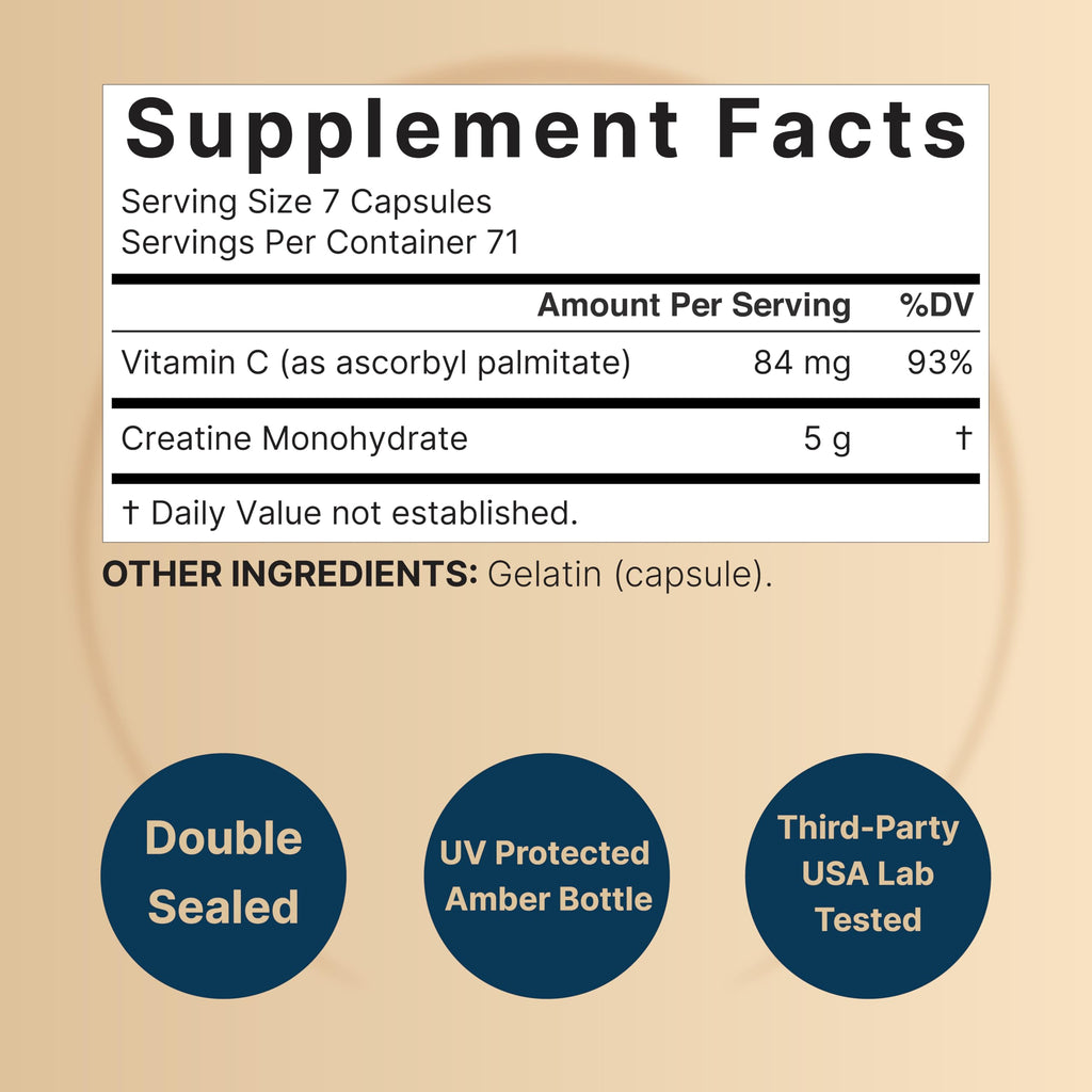 Micronized Unflavored Creatine Monohydrate Capsules 5,000mg 500 Count A162113
