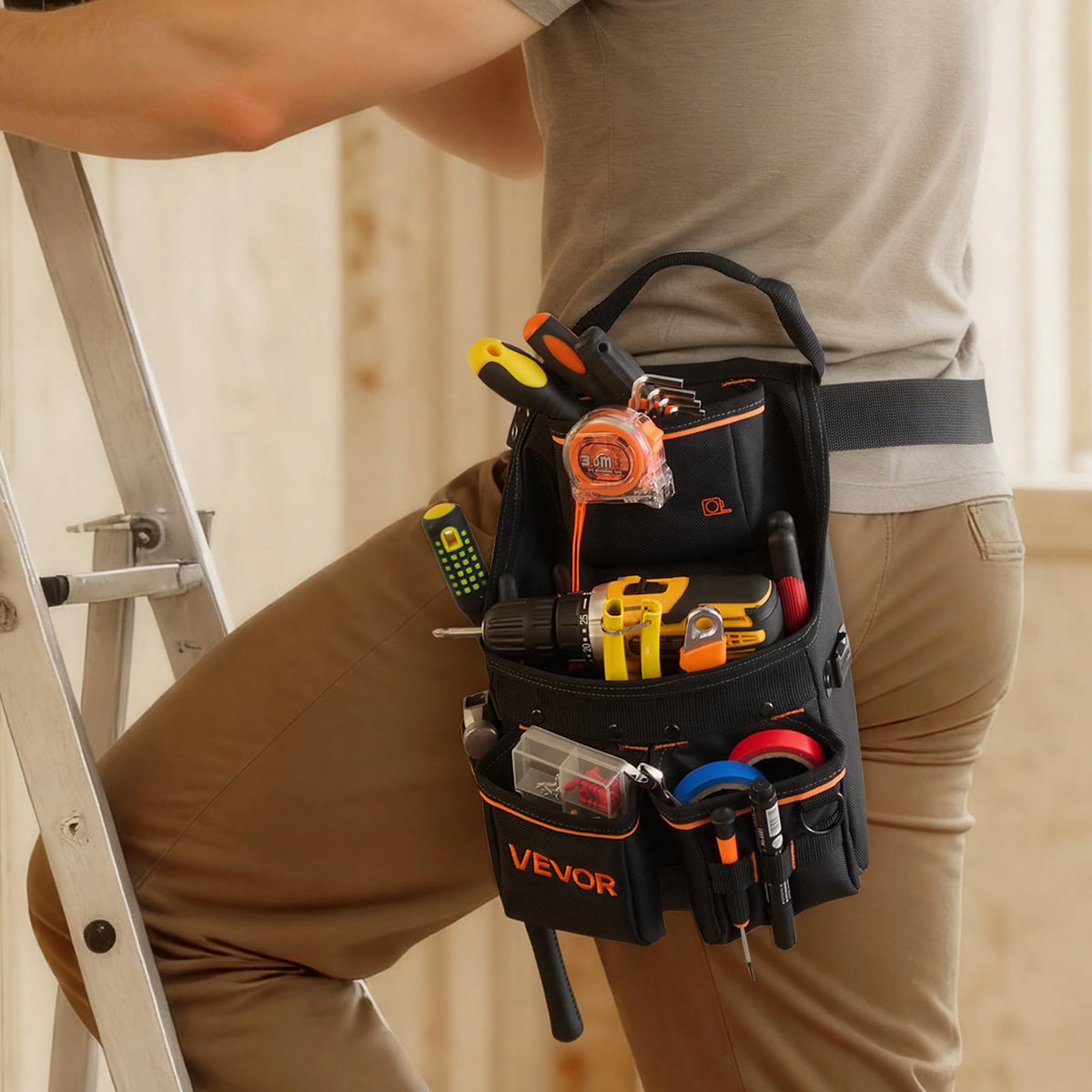 14 Pockets Heavy Duty Adjustable Tool Pouch with Belt P49194