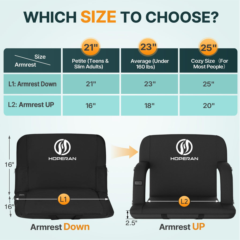 Heated Stadium Seats with Back Support D86027