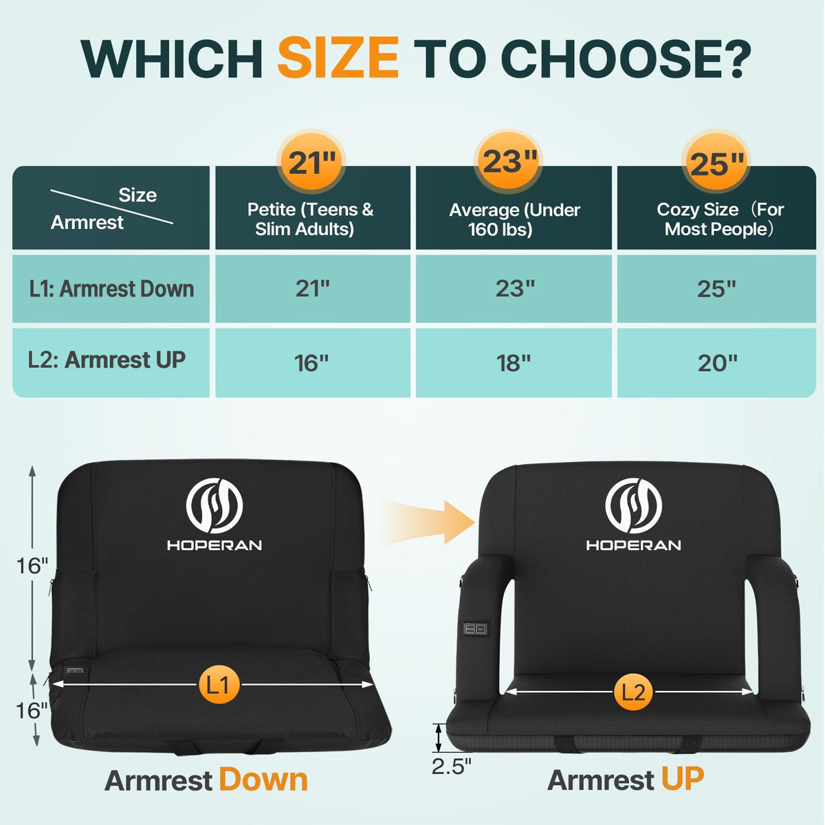 Heated Stadium Seats with Back Support D86027