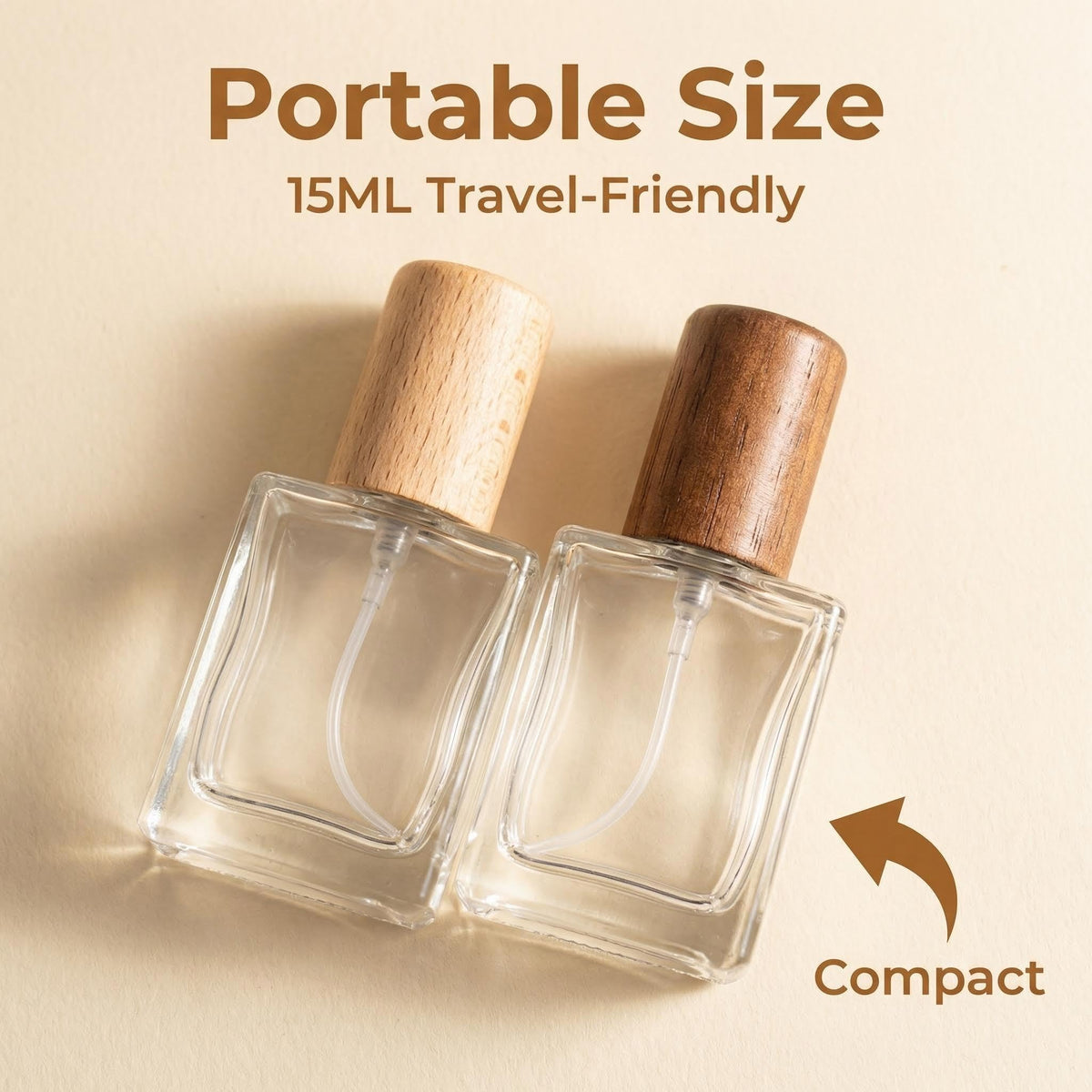 2 Pcs 15ml Clear Mini Glass Perfume Bottle with Wood Lid S923