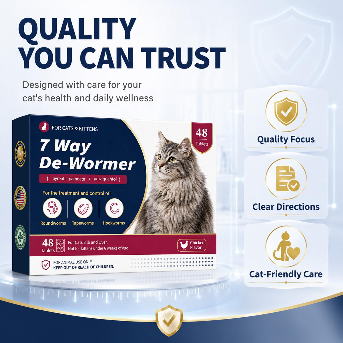 Broad Spectrum Cat & Kitten Dewormer, Chicken Flavor T584