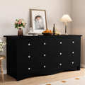 Black 6 Drawer Wood Dresser W7348