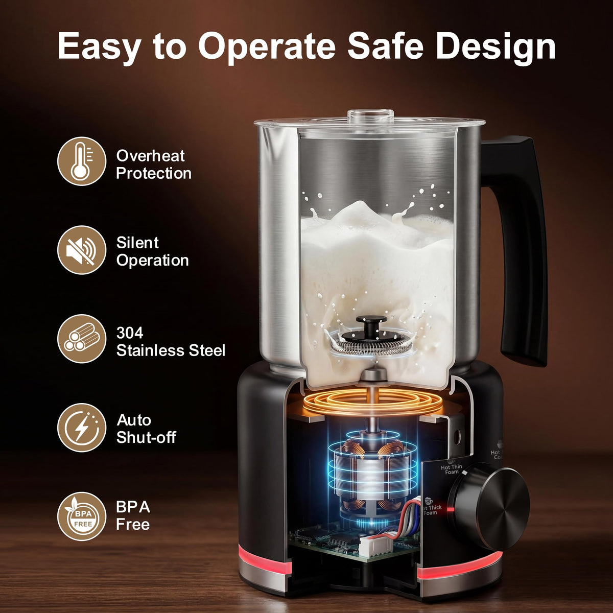 Black Electric Milk Frother and Steamer X144