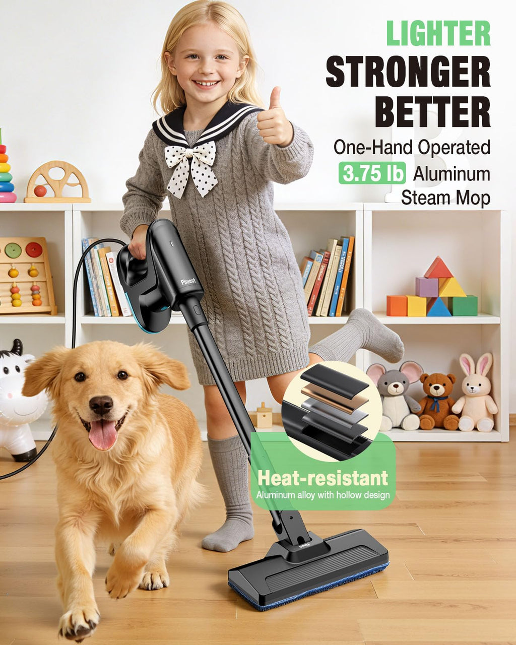 14-in-1 Lightweight Detachable Handheld Steam Mop Black H739766