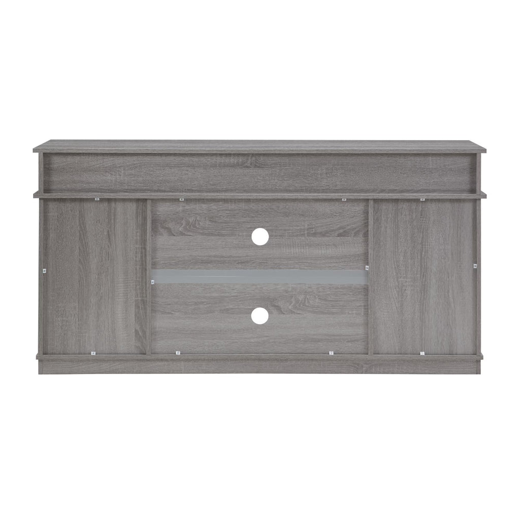 Grey Wood TV Stand with Sliding Barn Door V62138