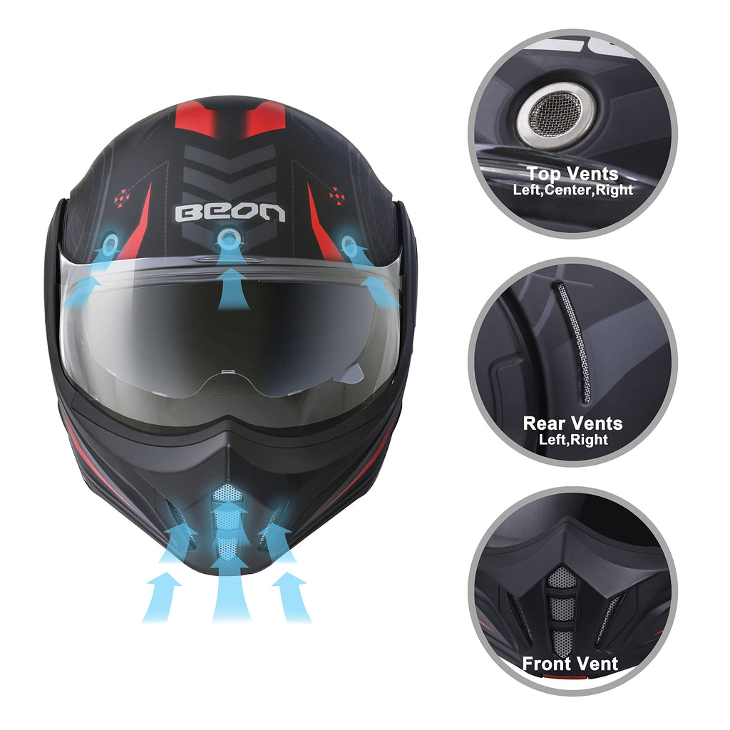 Full Face Motorcycle Helmet DOT Approved Modular with Anti-Fog Dual Visors E330