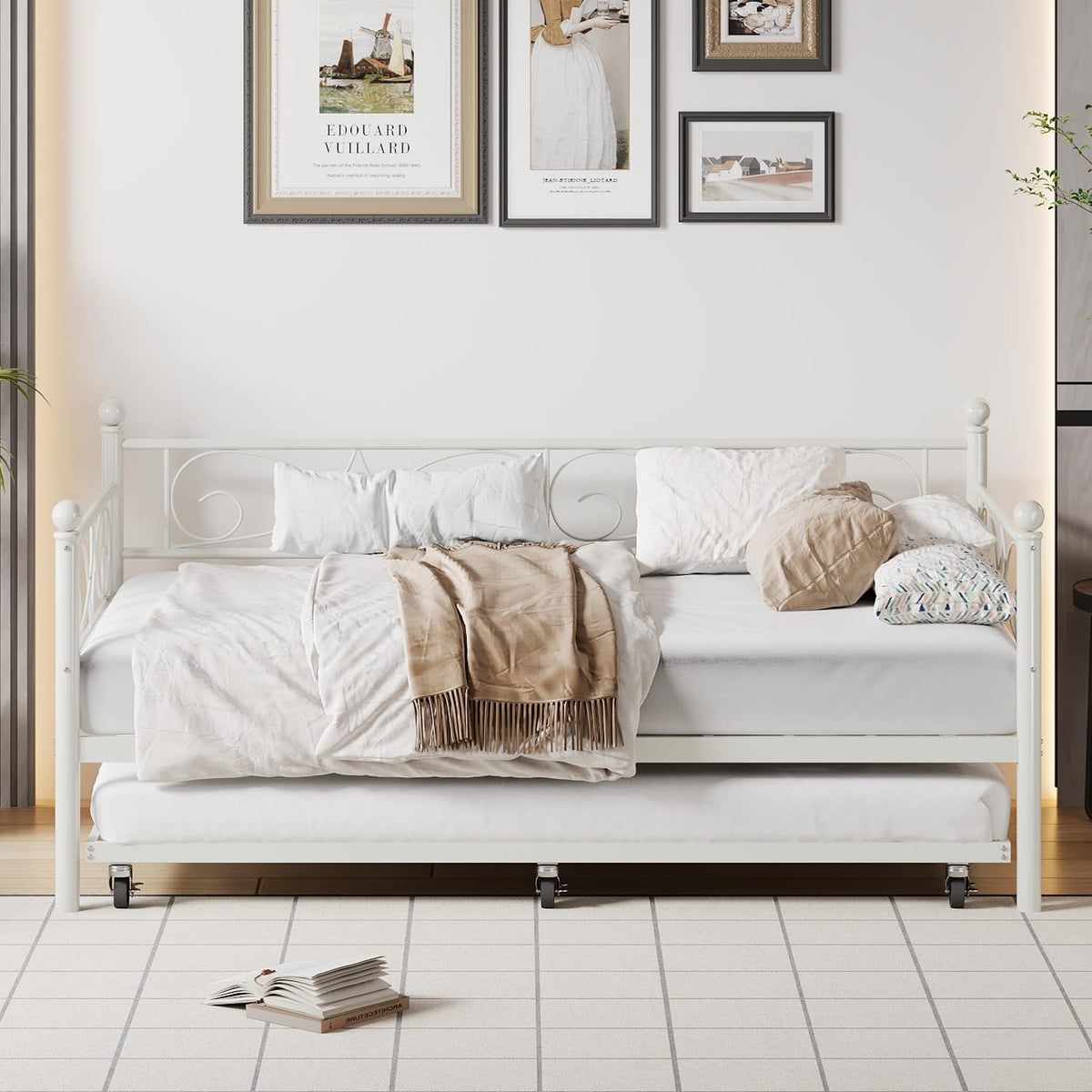 White Twin Daybed with Trundle A336590