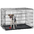 Folding Metal Dog Crate with Divider and Tray V5605