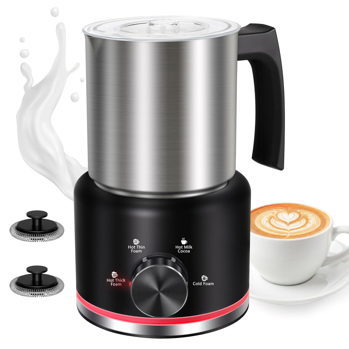 Black Electric Milk Frother and Steamer X144