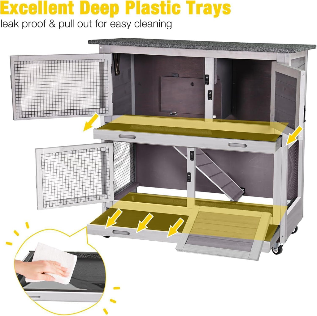 Rabbit Hutch 2 Story Pet House on Wheels B235655