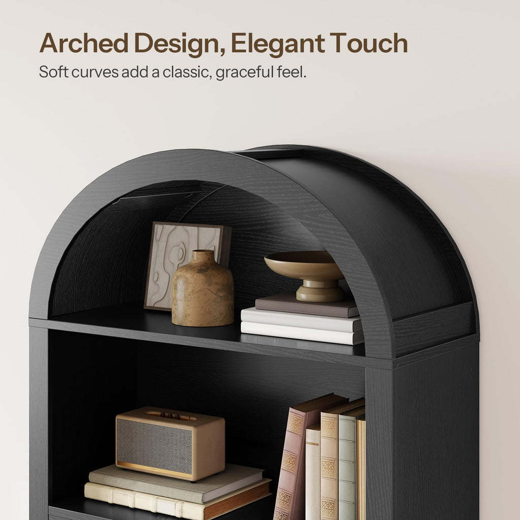 70.9" Tall Arched Wooden Bookcase Q158