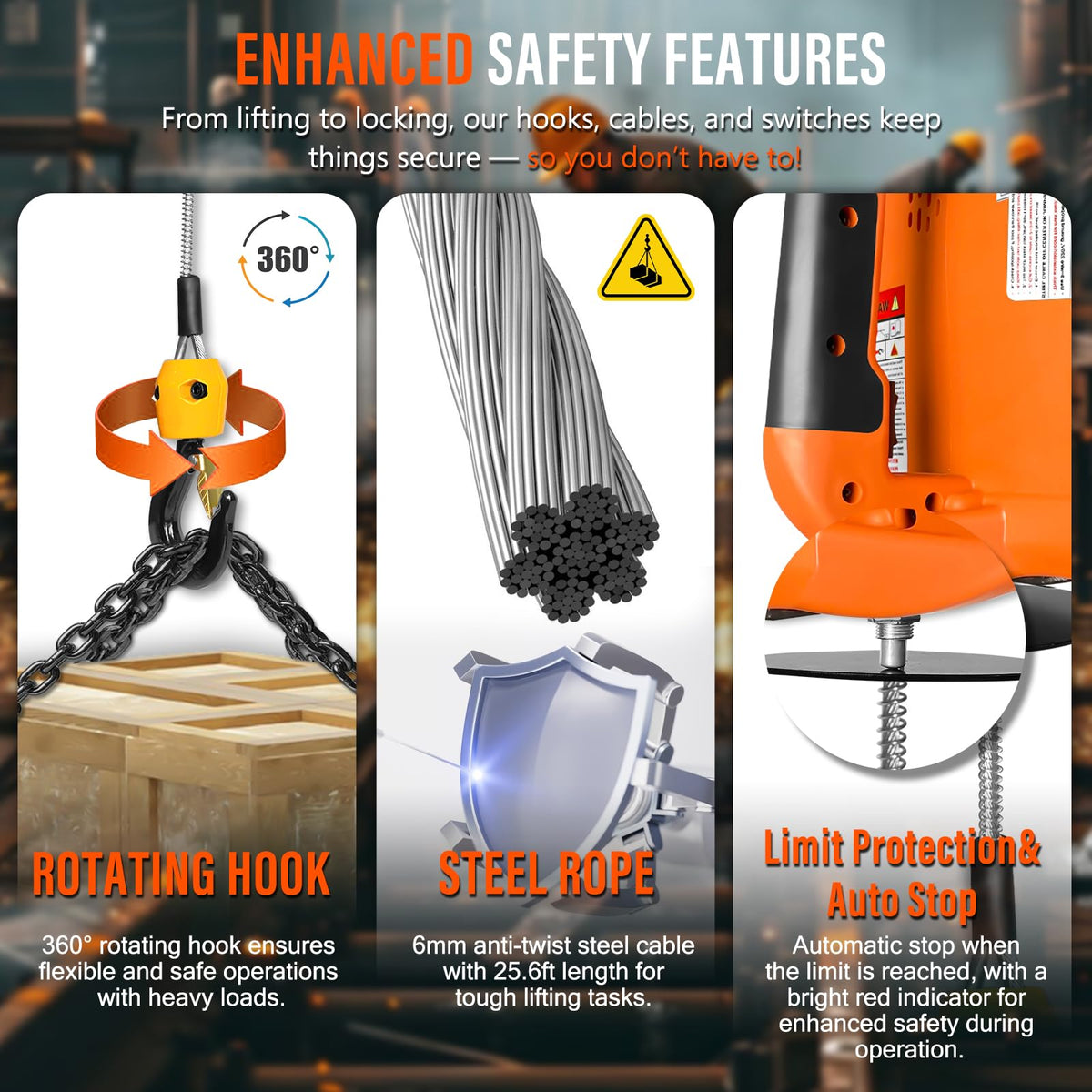 3-in-1 Electric Hoist Winch 1540 lbs 120V with Remote A548