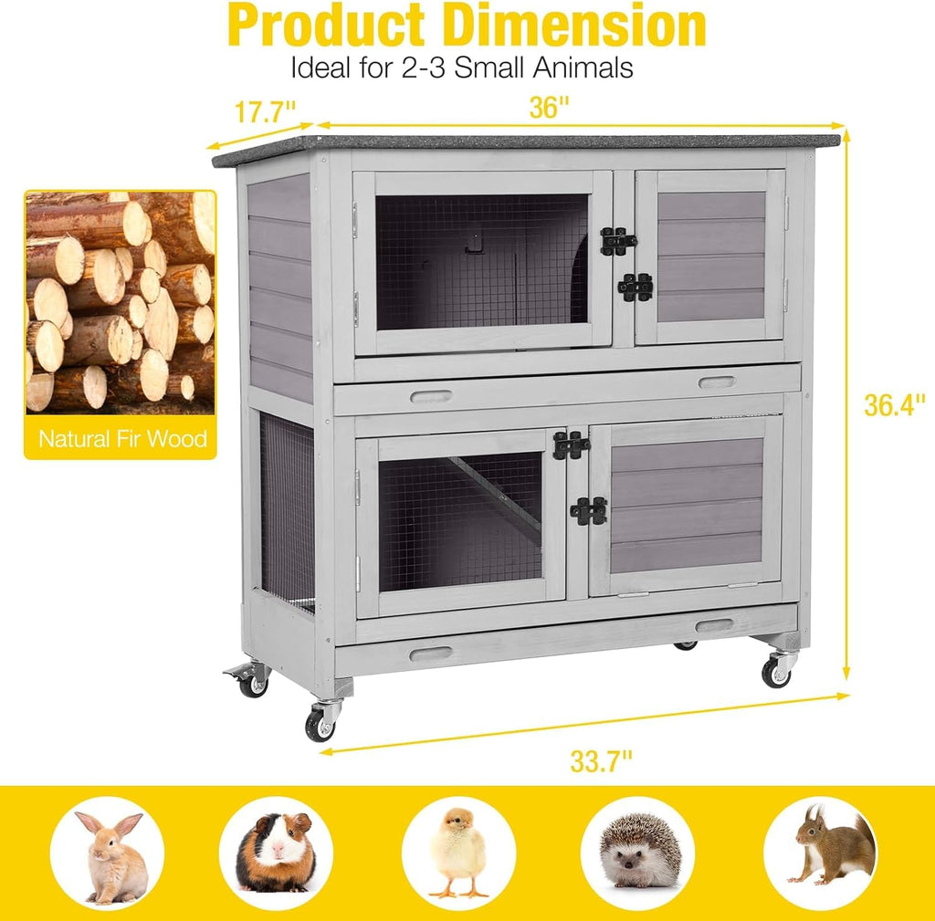 Rabbit Hutch 2 Story Pet House on Wheels B235655