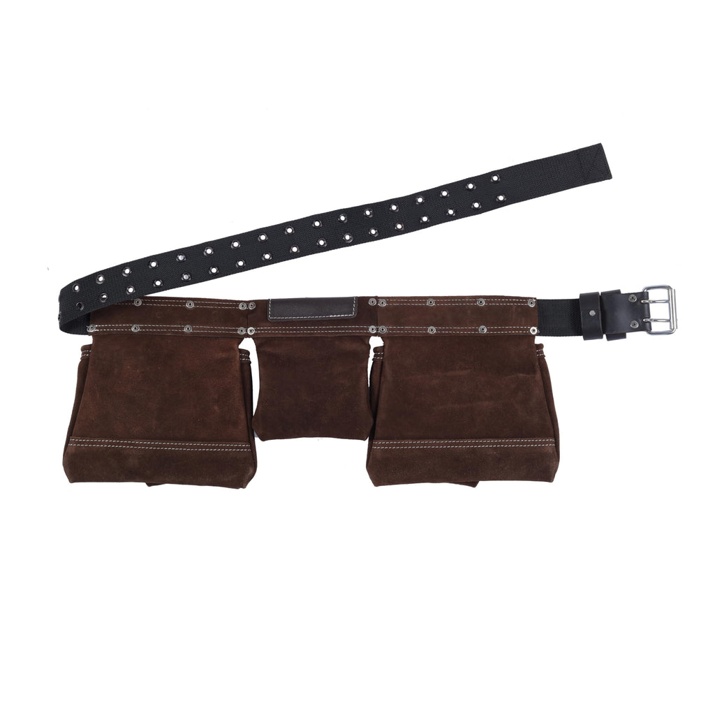 Brown Suede Leather 11-Pocket Tool Belt G90449